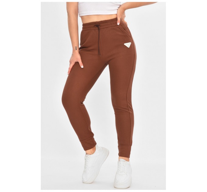 Спортивні штани жіночі трикотажні коричневого кольору 174465L