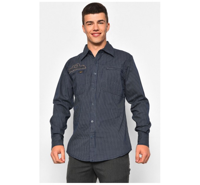 Сорочка чоловіча синього кольору в смужку 174923L