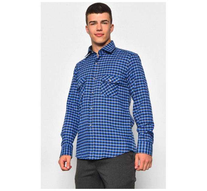 Сорочка чоловіча синього кольору в клітинку 174924L
