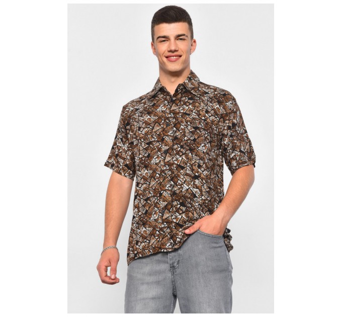 Сорочка чоловіча напівбатальна коричневого кольору 175062L