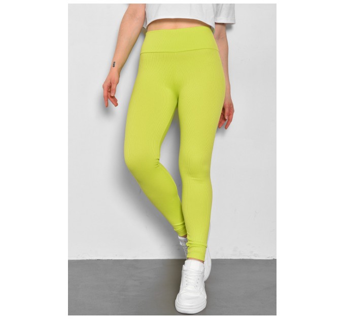 Лосины женские в рубчике puch-up салатового цвета 175951L