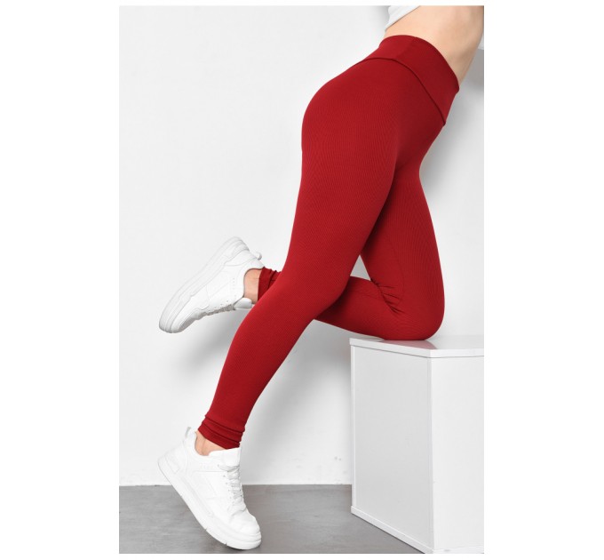 Лосины женские в рубчике puch-up красного цвета 175954L