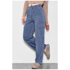 Брюки женские полубатальные синего цвета 176001L