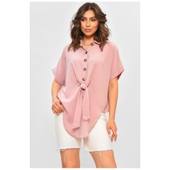 Блуза жіноча з коротким рукавом пудрового кольору 176217L Блуза жіноча з коротким рукавом пудрового кольору 176217L