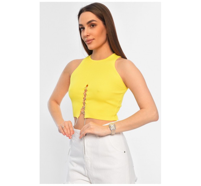Топ-майка в рубчик женский желтого цвета 179598L