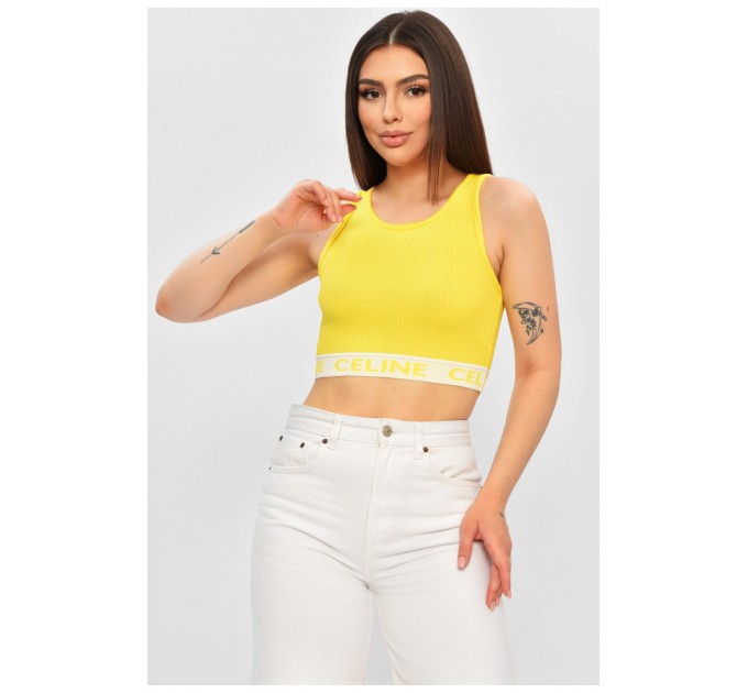 Топ-майка в рубчик женская желтого цвета 179828L