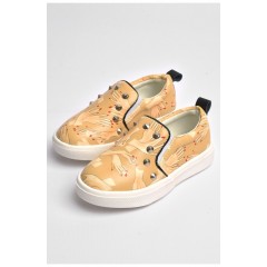 Мокасини дитячі для дівчинки бежевого кольору з принтом 181198L