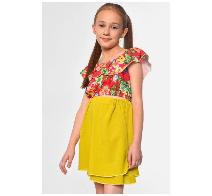 Костюм детский для девочки оливкового цвета 182696L