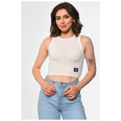 Топ-майка у рубчик жіночий бiлого кольору 182856L