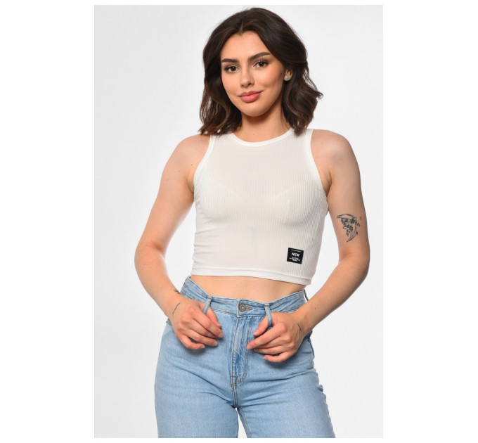 Топ-майка у рубчик жіночий бiлого кольору 182856L