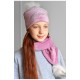 Набір шапка+шарф підлітковий для дівчинки велюровий рожевого кольору 182949L