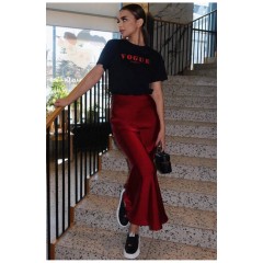 Спідниця шовкова бордового кольору 184149L