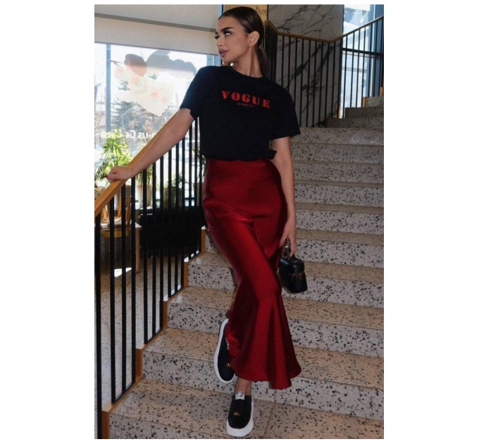 Спідниця шовкова бордового кольору 184149L