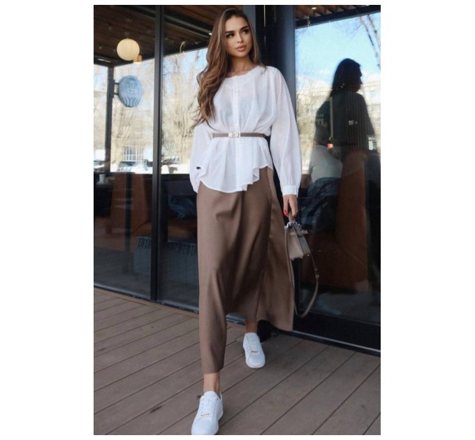 Юбка шелковая цвета мокко 184152L