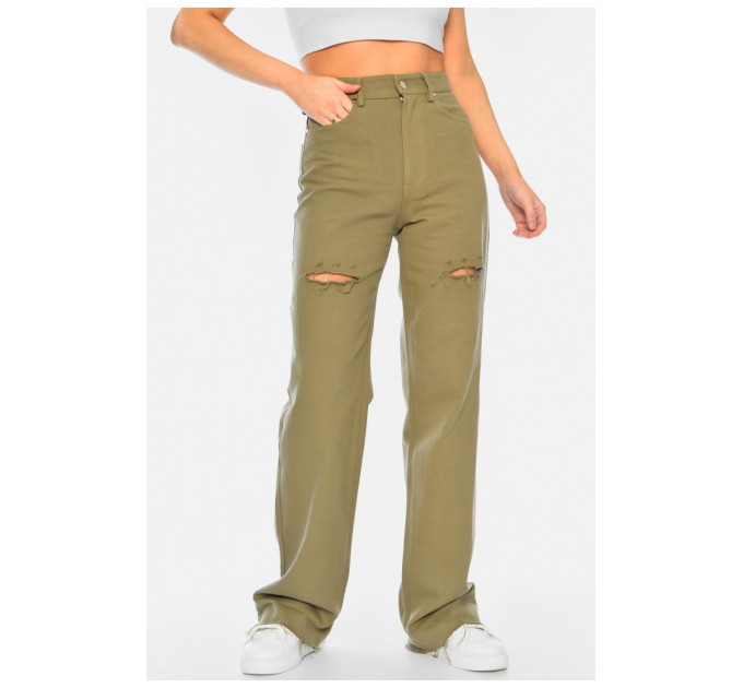 Джинсы женские цвета хаки 184422L