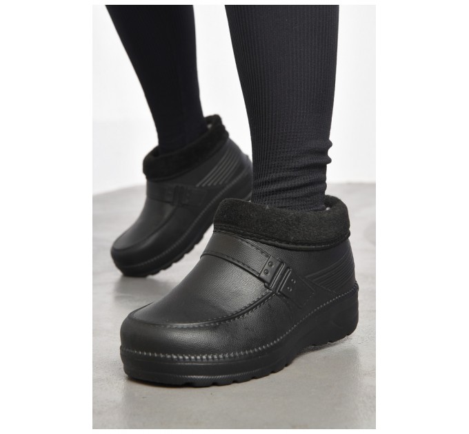 Калоші жіночі на хутрі чорного кольору 184476L