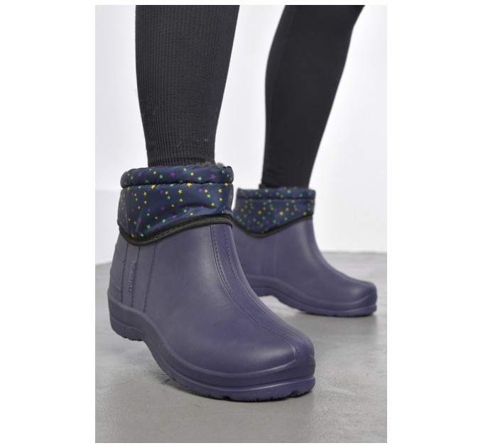 Дутики жіночі на хутрі темно-синього кольору 185675L