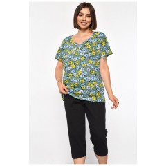 Костюм домашній жіночий напівбатальний зеленого кольору з принтом 185750L