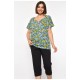 Костюм домашній жіночий напівбатальний зеленого кольору з принтом 185750L