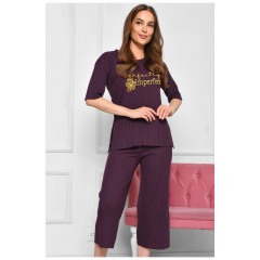 Костюм домашний женский хлопковый бордового цвета 186348L