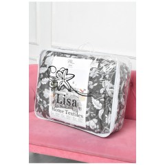 Комплект постільної білизни з ковдрою темно-сірого кольору двоспальний 186468L Комплект постільної білизни з ковдрою темно-сірого кольору двоспальний 186468L