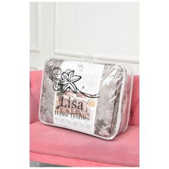 Комплект постільної білизни з ковдрою сірого кольору двоспальний 186471L Комплект постільної білизни з ковдрою сірого кольору двоспальний 186471L