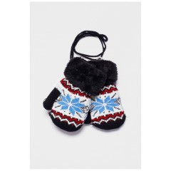 Детские перчатки на меху черного цвета с рисунком 186499L Детские перчатки на меху черного цвета с рисунком 186499L