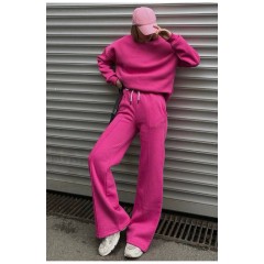 Спортивний костюм жіночий на флісі малинового кольору 186887L