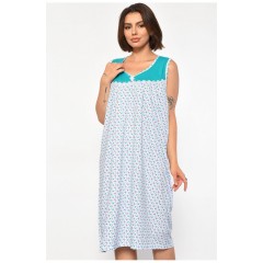 Нічна сорочка напівбатальна жіноча білого кольору з квітковим принтом 186985L