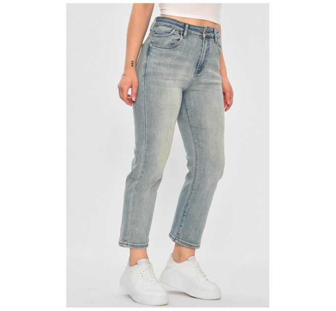 Джинси жіночі вкорочені блакитного кольору 187016L