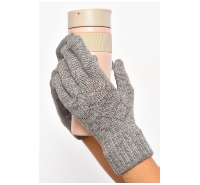 Рукавички жіночі трикотажні сірого кольору 187404L