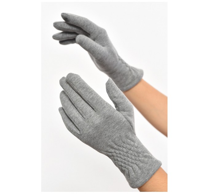 Перчатки женские сенсорные с начесом серого цвета 187444L
