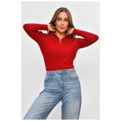 Гольф жіночий однотонний червоного кольору 187891L