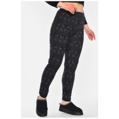 Лосини жіночі напівбатальні на флісі чорного кольору з малюнком 188137L