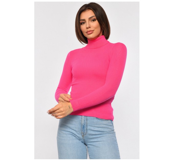 Гольф жіночий однотонний рожевого кольору 188245L