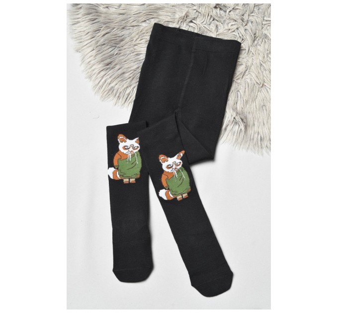 Колготи дитячі з малюнком чорного кольору 189926L