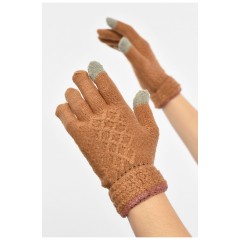 Перчатки женские сенсорные коричневого цвета 190011L Перчатки женские сенсорные коричневого цвета 190011L