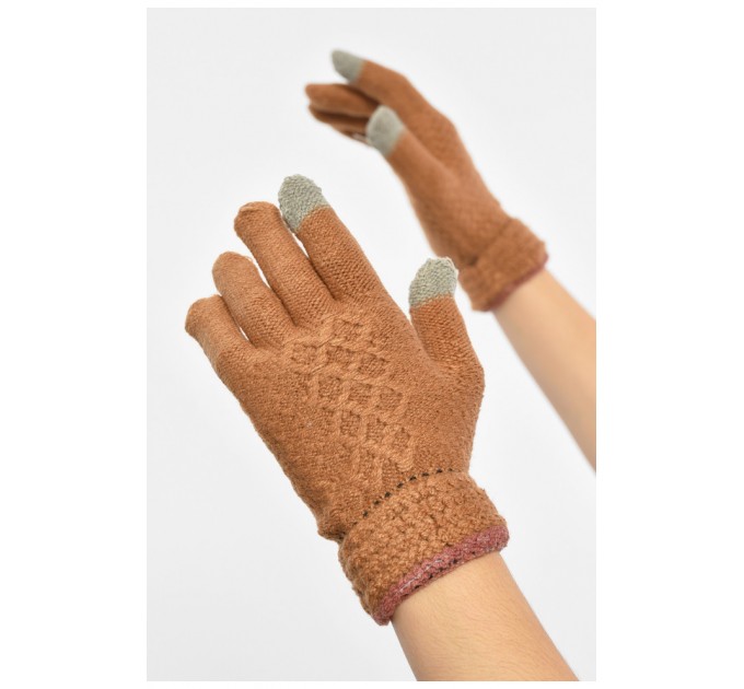 Перчатки женские сенсорные коричневого цвета 190011L