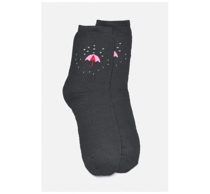 Шкарпетки жіночі махрові чорного кольору 190086L