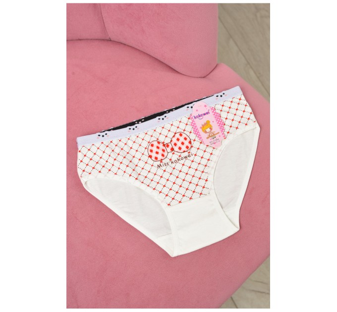 Трусики дитячі для дівчинки білого кольору з малюнком 190709L