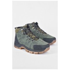 Ботинки мужские зимние на меху темно-зеленого цвета 190885L