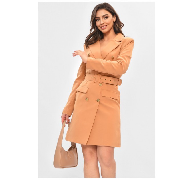 Платье-пиджак женское однотонное горчичного цвета 191003L