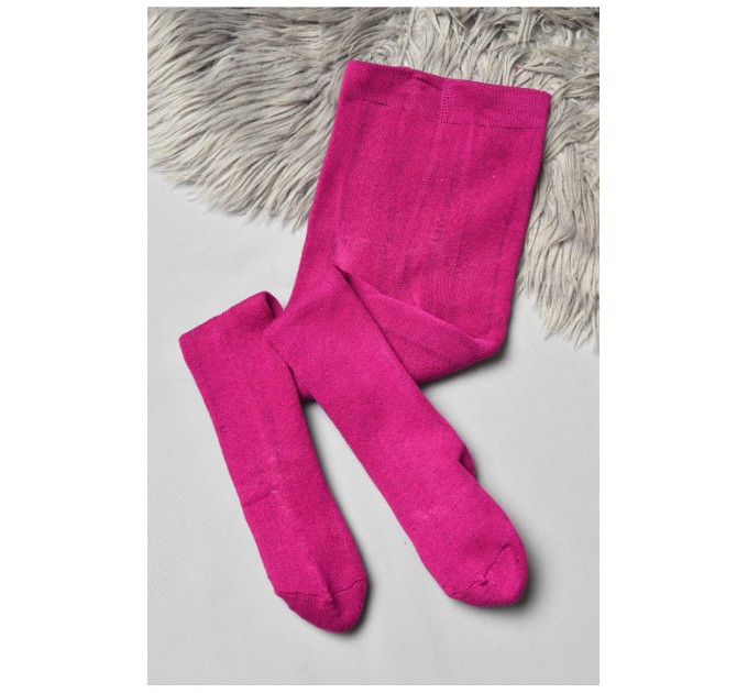 Колготи дитячі махрові для дівчинки однотонні темно-рожевого кольору 191581L