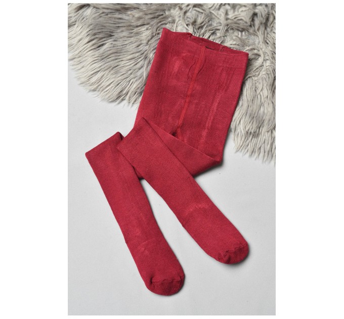 Колготы детские махровые для девочки однотонные бордового цвета 191592L
