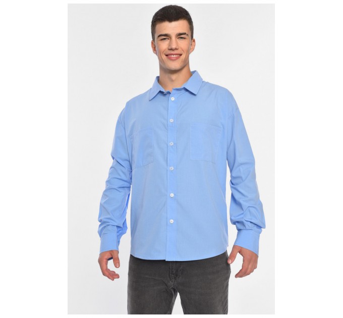 Сорочка чоловіча однотонна блакитного кольору 191650L
