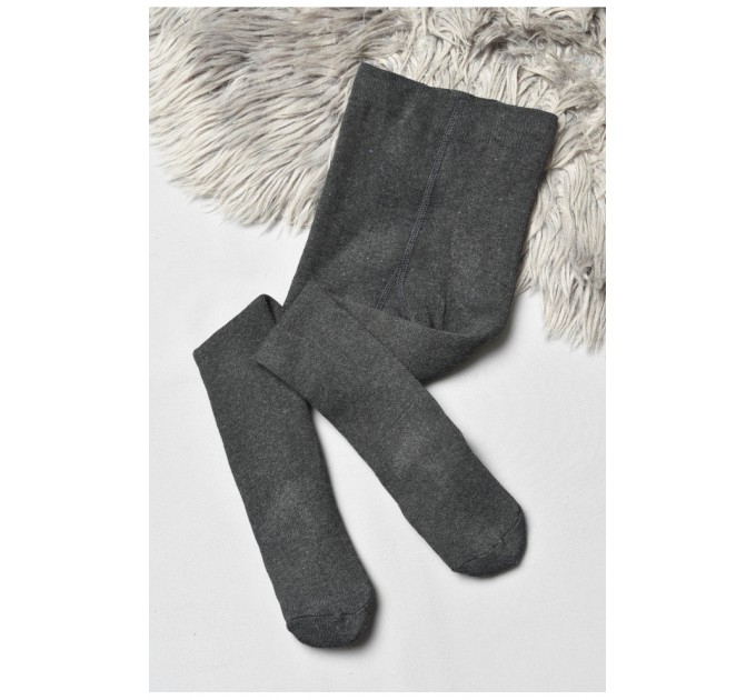 Колготи дитячі махрові для хлопчика однотонні темно-сірого кольору 191658L