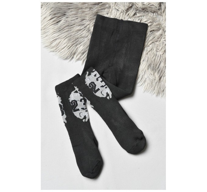 Колготи дитячі махрові для хлопчика чорного кольору з малюнком 191737L