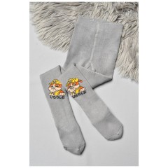 Колготи дитячі махрові для хлопчика сірого кольору з малюнком 191767L