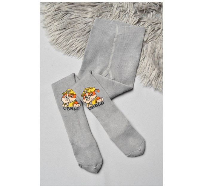 Колготи дитячі махрові для хлопчика сірого кольору з малюнком 191767L