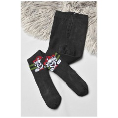 Колготы детские махровые для мальчика черного цвета с рисунком 191768L.